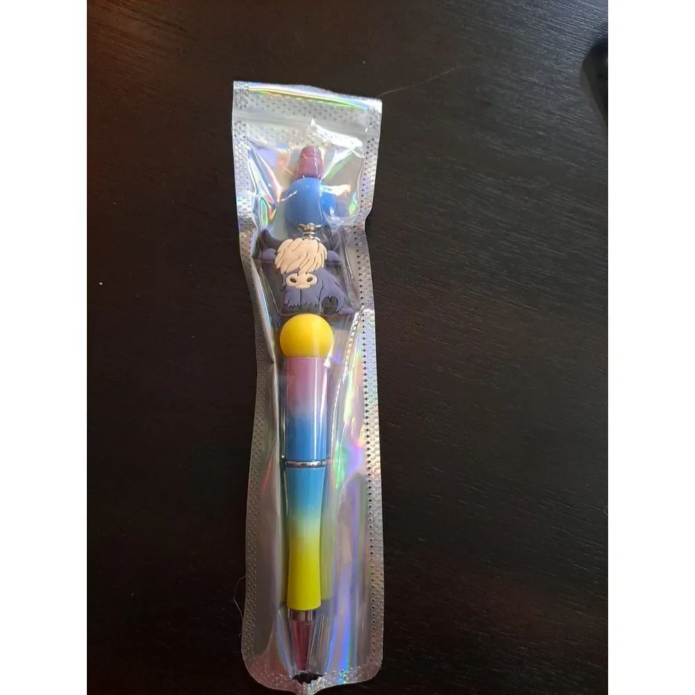Mooo Purple Cow Yellow, Blue, Pink Colors Custom Beaded Pen Black‎ Ink